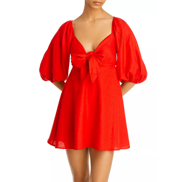 Charlie Holiday Sonny Knot Front Mini Dress Red Size S 0772 - Picture 1 of 1